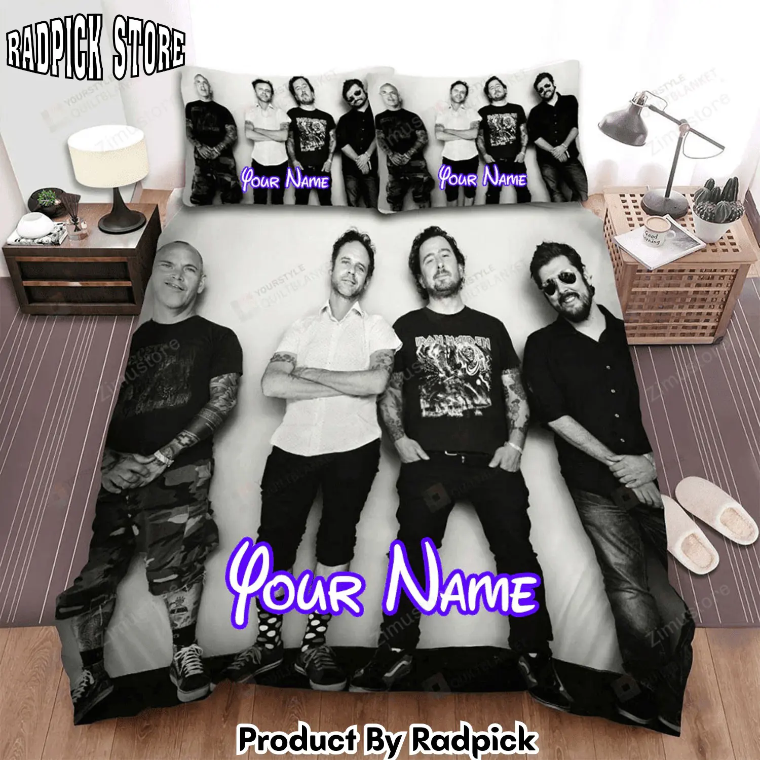 Radpick the bouncing souls band black and white pose bed sheets spread comforter duvet cover personalized name bedding sets rp3271338